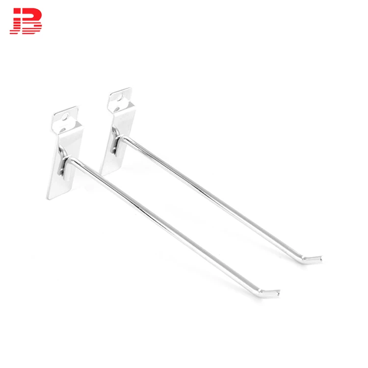 300mm slatwall display hook for supermarket metal chrome slat wall display