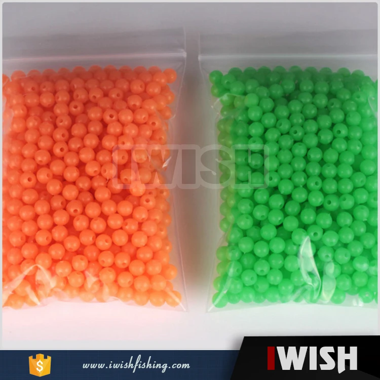 Sea Fishing Tackle Orange And Green Lumo Colors 5mm Round Soft Beads