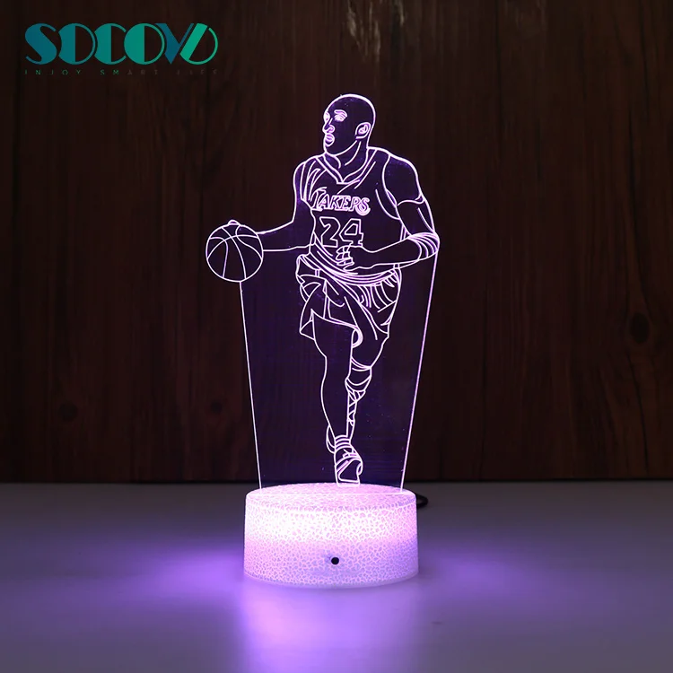 SC3D-258 Hot sale Basketball Lamp 3D night light with 7 Color Changing Custom Basketball Fans Gifts