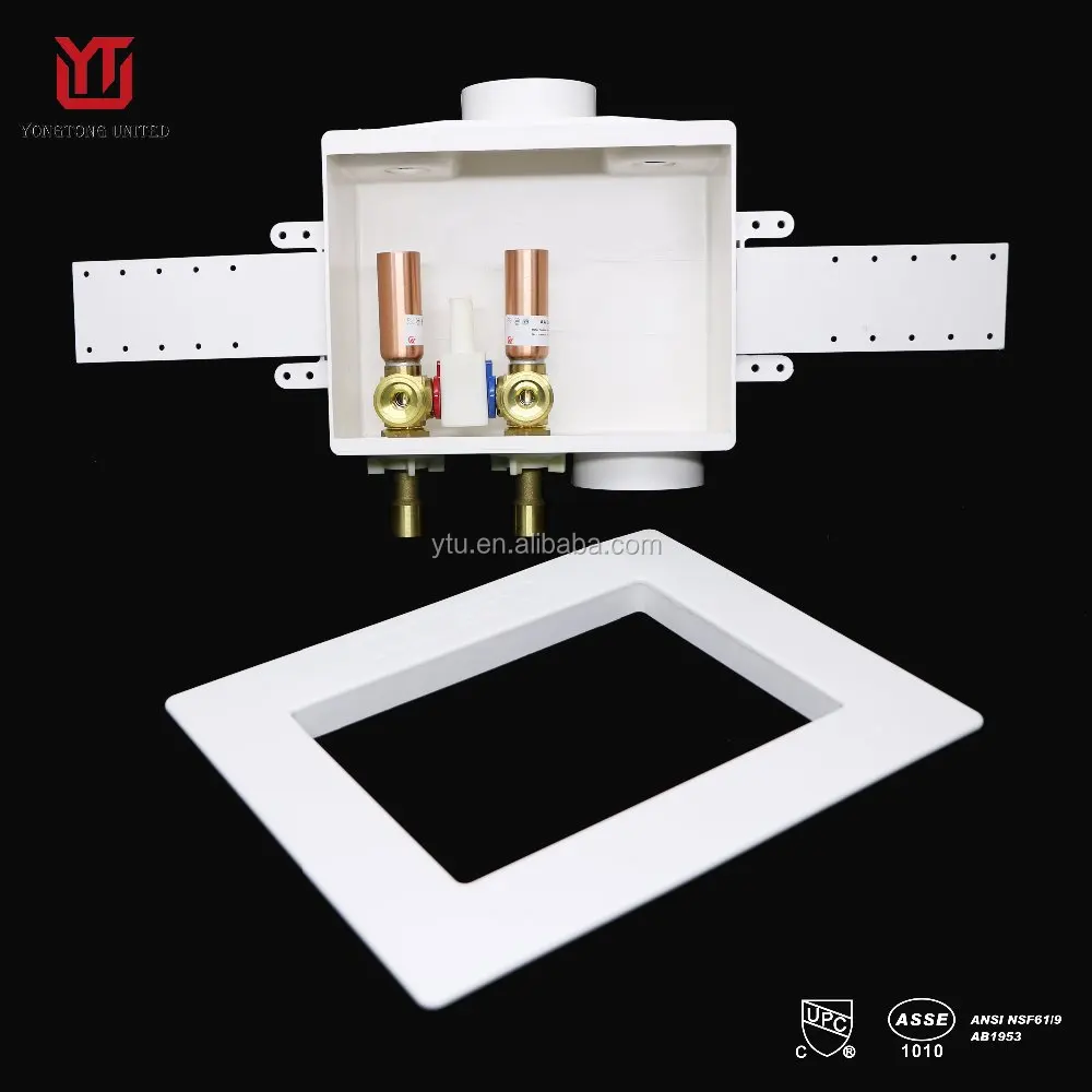 High Quality Washer Machine Outlet Box With Arrester Valves 1/2" Swt X 3/4" Mht,Long Angle Ball