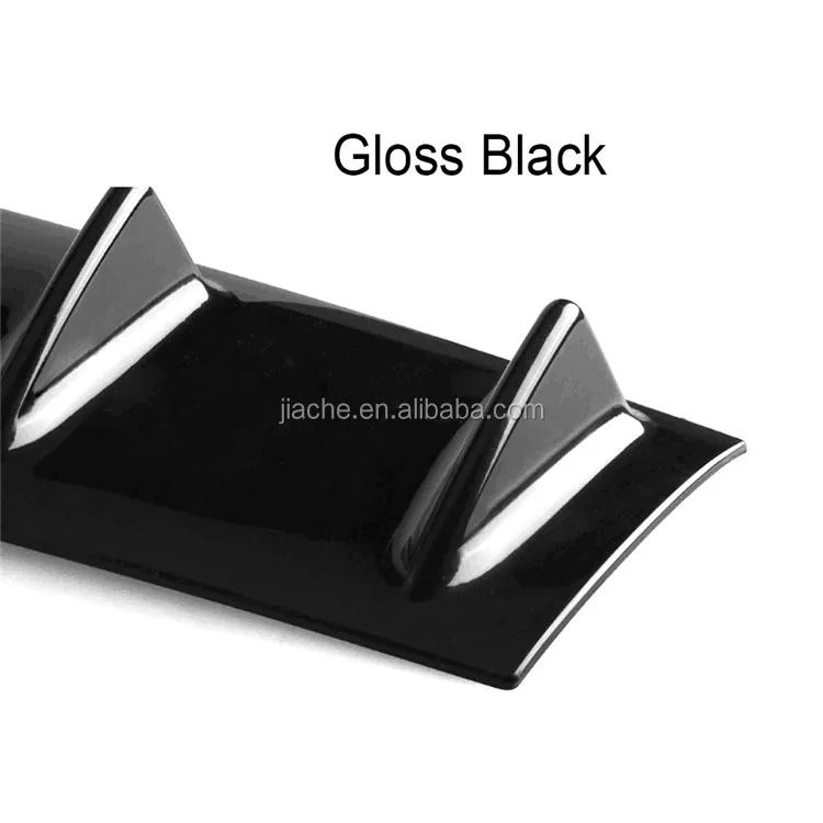 ABS Gloss Black Rear Bumper Diffuser Lip Spoiler Shark Fin Kit Sticker for Universal Cars Add on Style