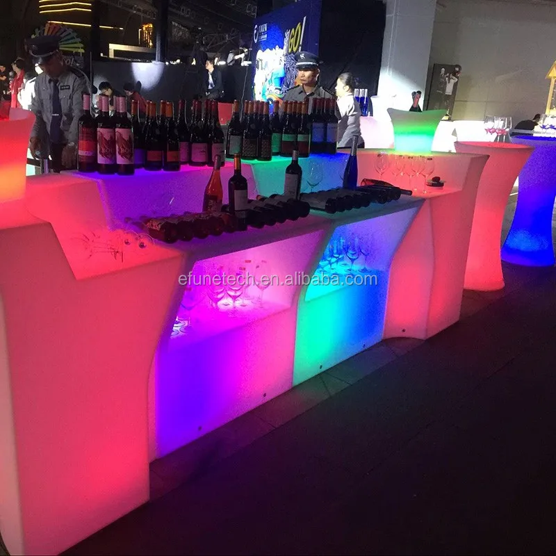 Rgb Color Changing Outdoor Illuminated Glow Led Mobile bar Plastic Led bar Counter Portable bar Counter