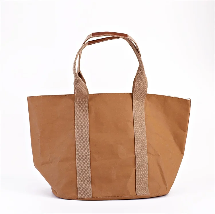 Wholesale Custom Cheap Washable Kraft Paper Ladies Handbag With High Quality