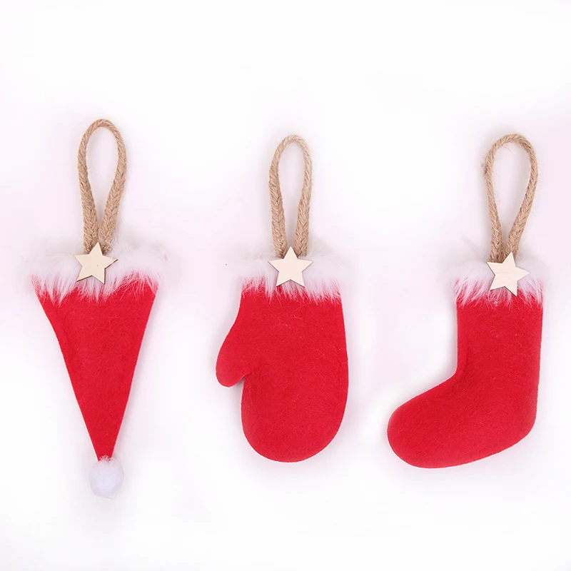 Factory Direct Wholesale Felt Tree Santa Claus Boot Glove Sock Gift hang Tags With Custom Label