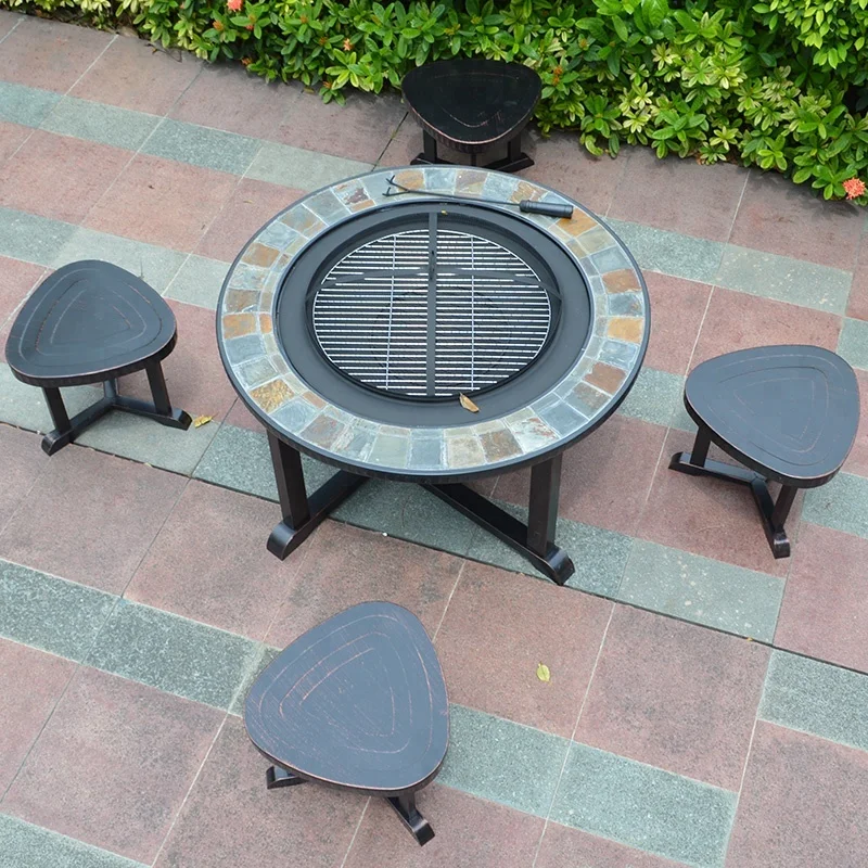 All Weather Iron Barbecue Table and Chair Outdoor Garden Patio Furniture