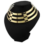 Trendy Hollow Metal Big Torque Neck Bib Choker Necklaces Women Indian Jewelry Collar Maxi Statement Necklace
