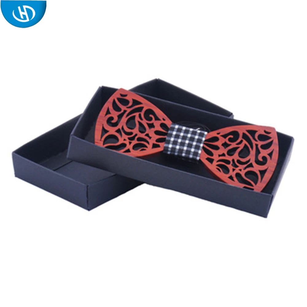 Wholesale Promotional Cheap  Party  Carved Wood Bow Tie For Man
