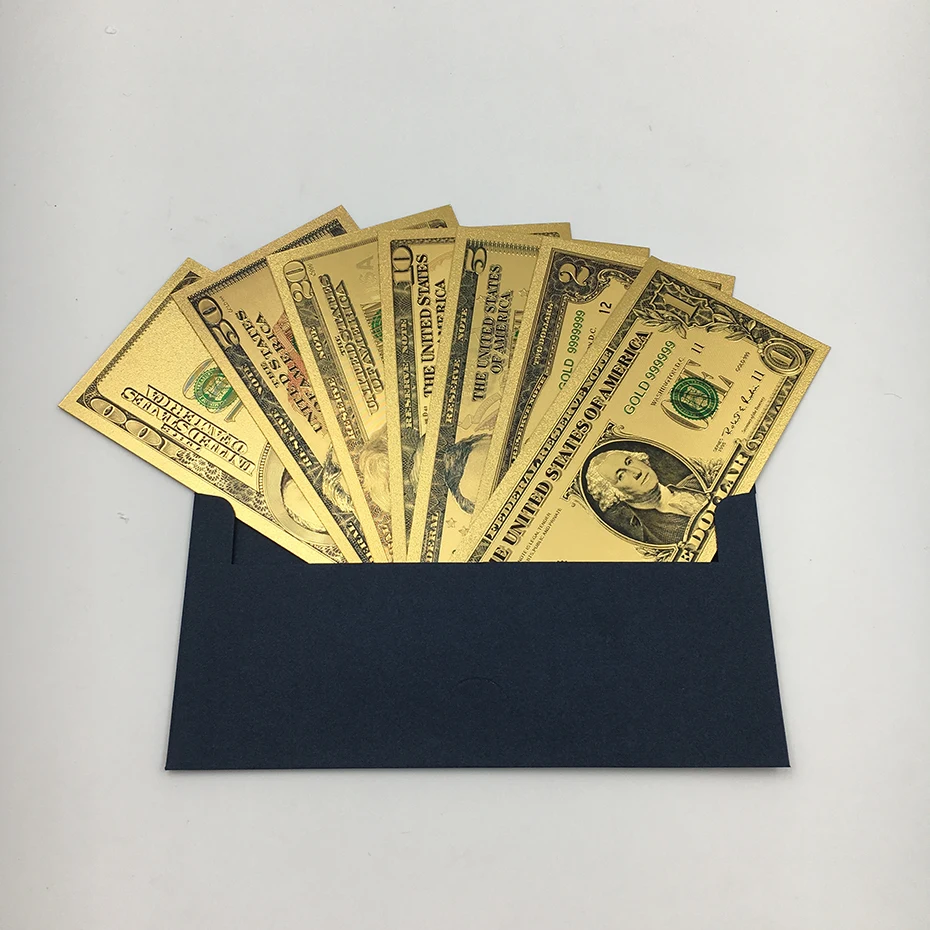 High Quality PET Material US Dollar 24K Gold Banknote Set for Collection