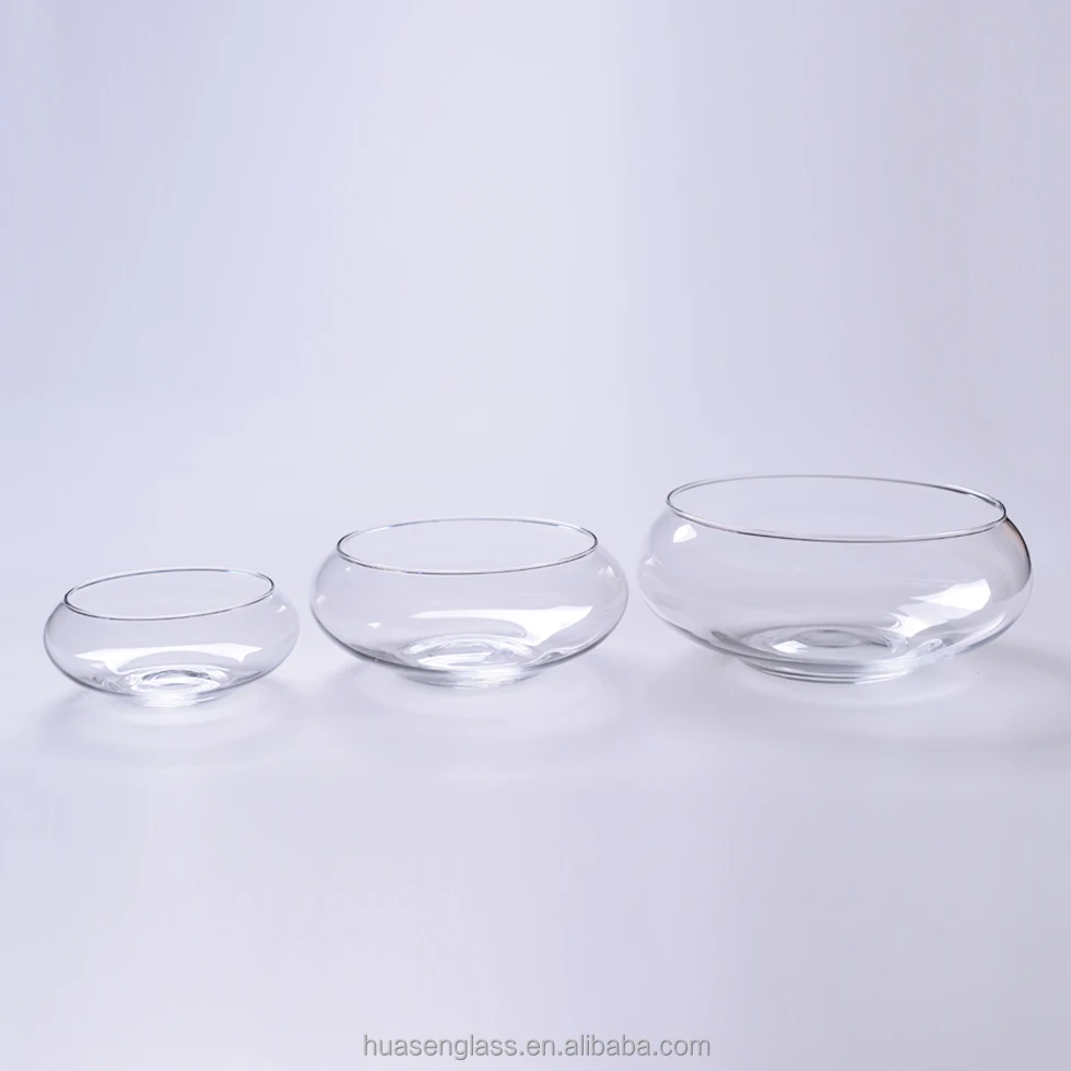 Creative Transparent Glass Fish Tank Round Desktop Goldfish Tank As Vase and Fish Bowl for Home Decoration or Office or Wedding