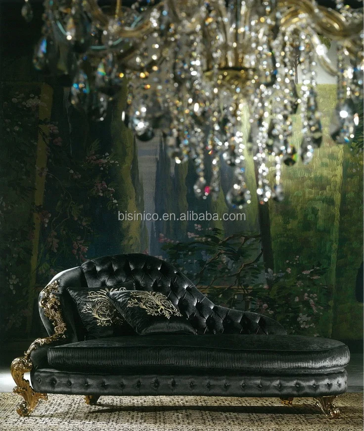 Perfect Color Matched Gold and Black Appealing Chesterfild Chaise Lounge
