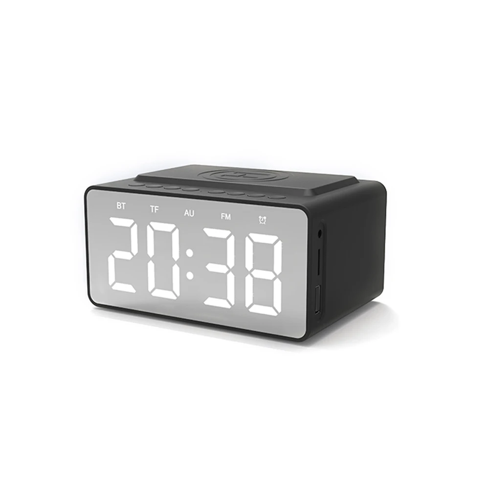 OEM Headphone Wireless Charging Alarm Clock with Radio Wireless Speaker for All Mobile Phone
