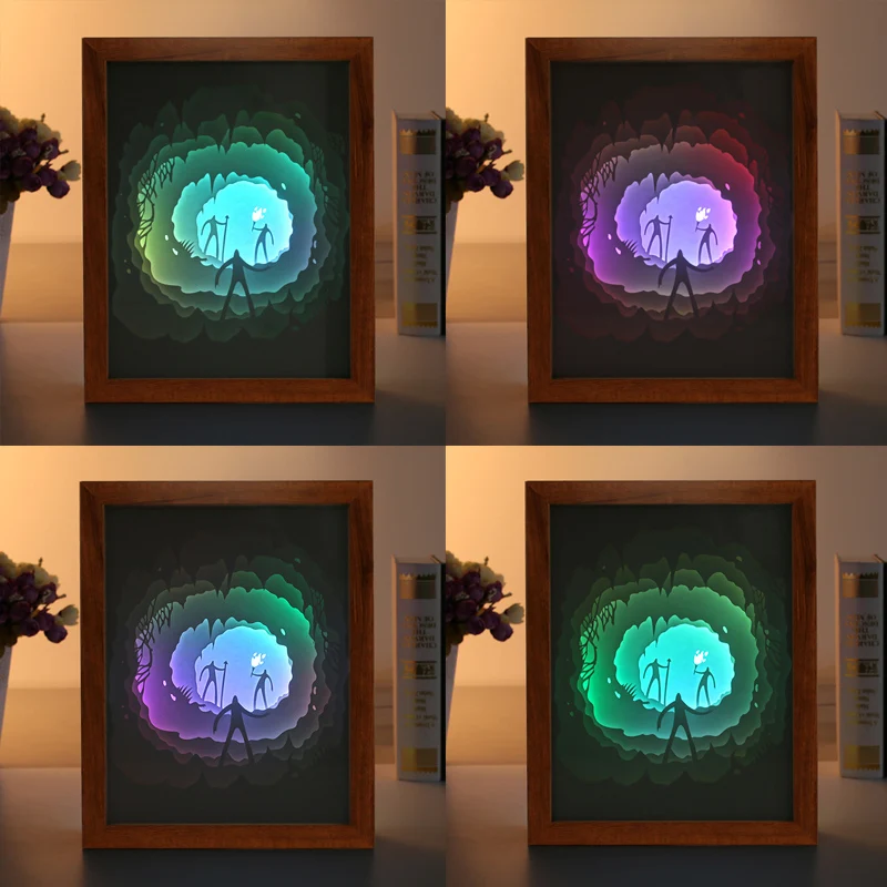 Papercut Light Boxes 3D Shadow Box Led Light Night Lamp Decorative Mood Light for Kids and Adults