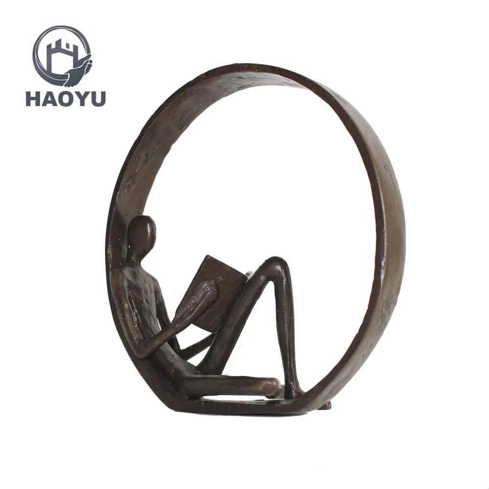 Новый дизайн, знаменитые абстрактные металлические искусства и ремесла, Чугунные скульптуры для чтения, домашний декор