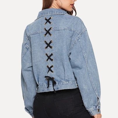 denim jacket with lace back