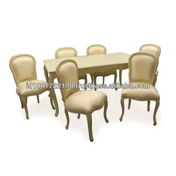 French Louis XV Style Vintage Rectangle dining tables and 6 Chairs set