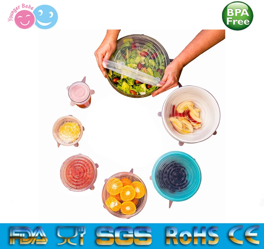 Силиконовые растягивающиеся крышки, многоразовые пищевые герметичные крышки для контейнеров, чашек, тарелок и кастрюль