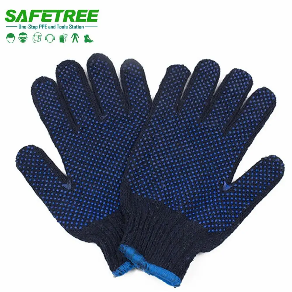 L 240 Pair HEAVY DUTY 7 Cut Cotton Poly Work Gloves Double Side PVC Dot M 