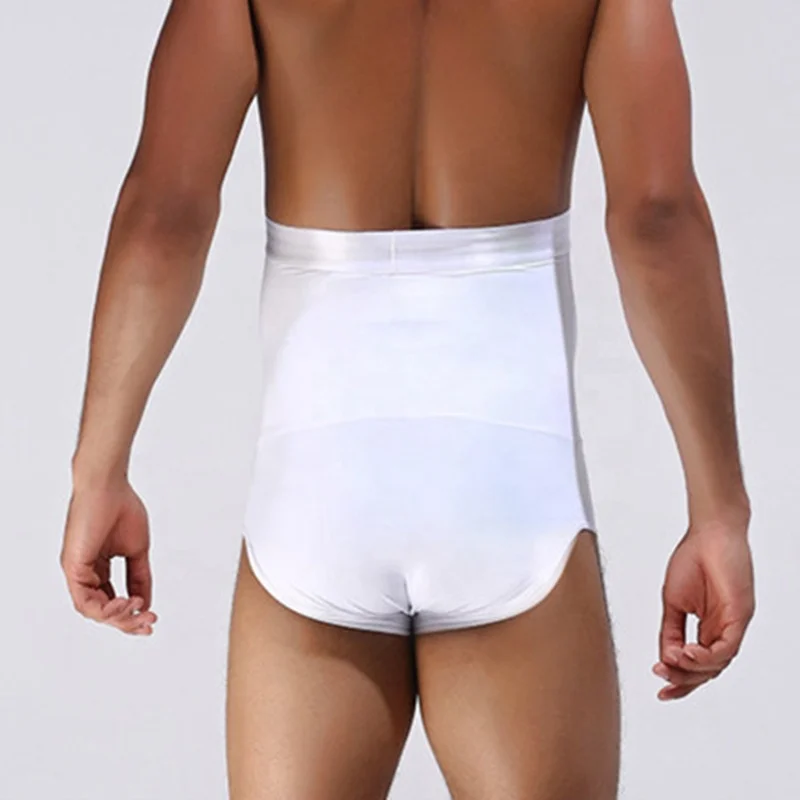 High Waist  Bodysuit Belly Double Layer with Cotton Slimming Shorts Control Briefs butt lifter panty slimming body shaper men
