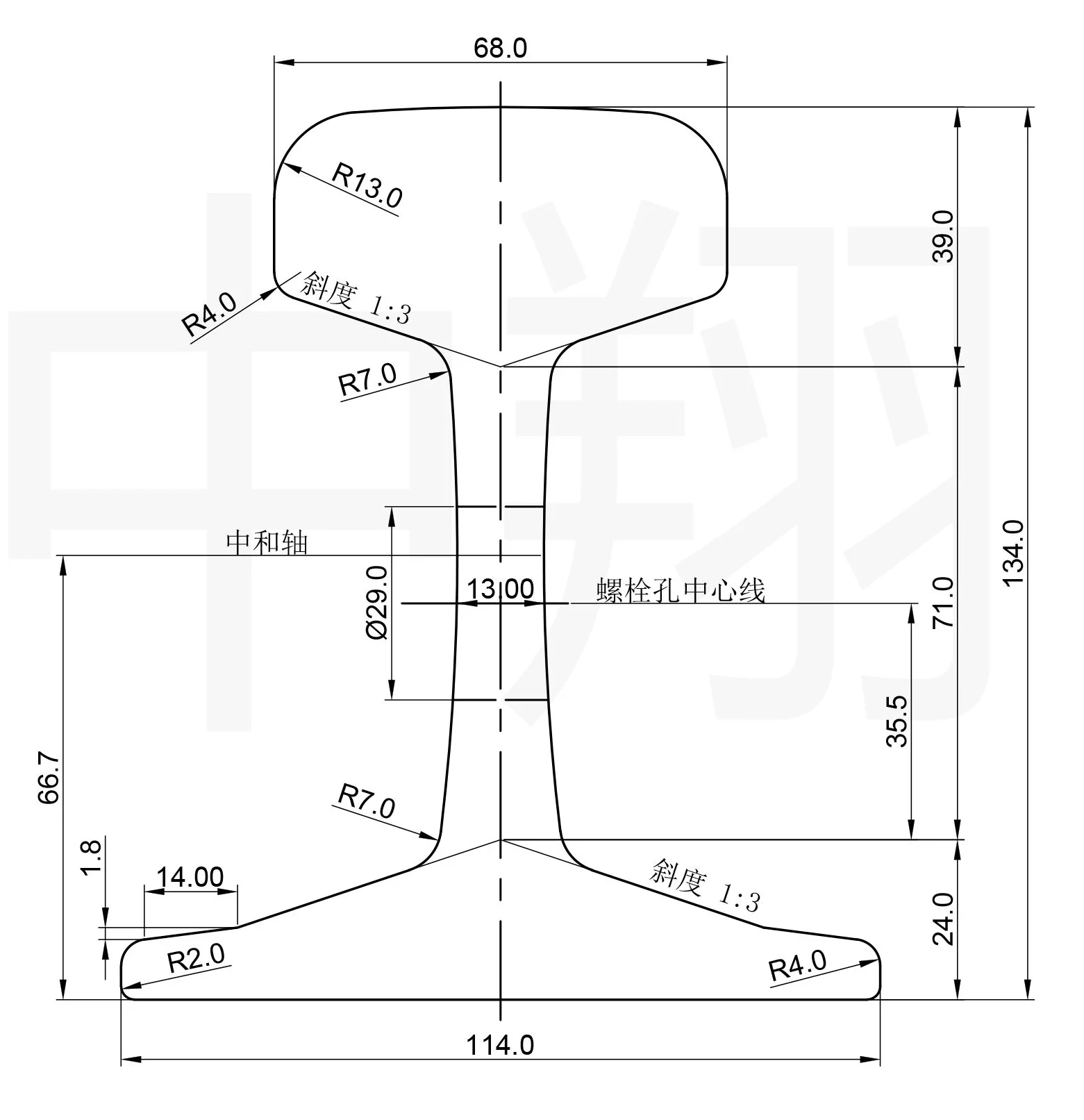 38kg轨道截面尺寸图片