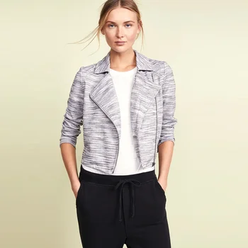 Latest design women turn-down collar knitted zipper office women coats formal clothing office lady blazer tweed blazer jacket