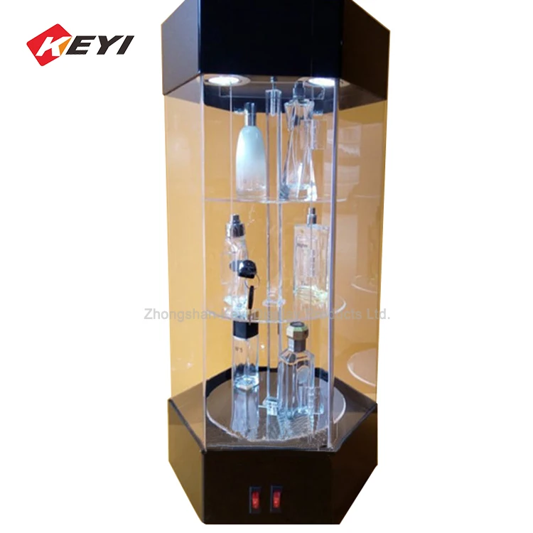 カスタマイズされた高品質六角形回転ショーケース/回転式ガラス