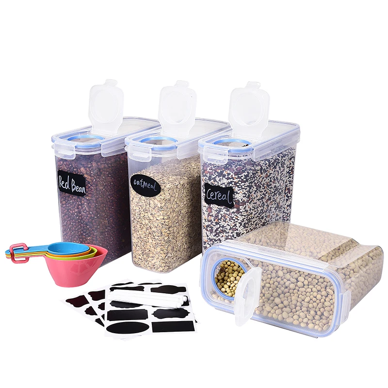 SenaiMy Boite De Rangement Cuisine Lot De 3 Boites Hermetique Avec Couvercle Bocaux Rangement Plastique Alimentaires Pour Cereales Farine Aliments Secs Organisation, Sans BPA
