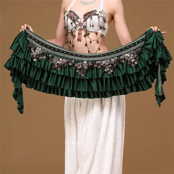 H-J70 Sexy Belly Lady Coins Belly Dance Mini Skirt Wrap Hip Scarf Colorful Waist Chain