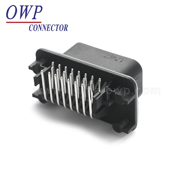PCB AMPSEAL ECU Auto Connector 23 Pin Male Black 90 Angle Pins