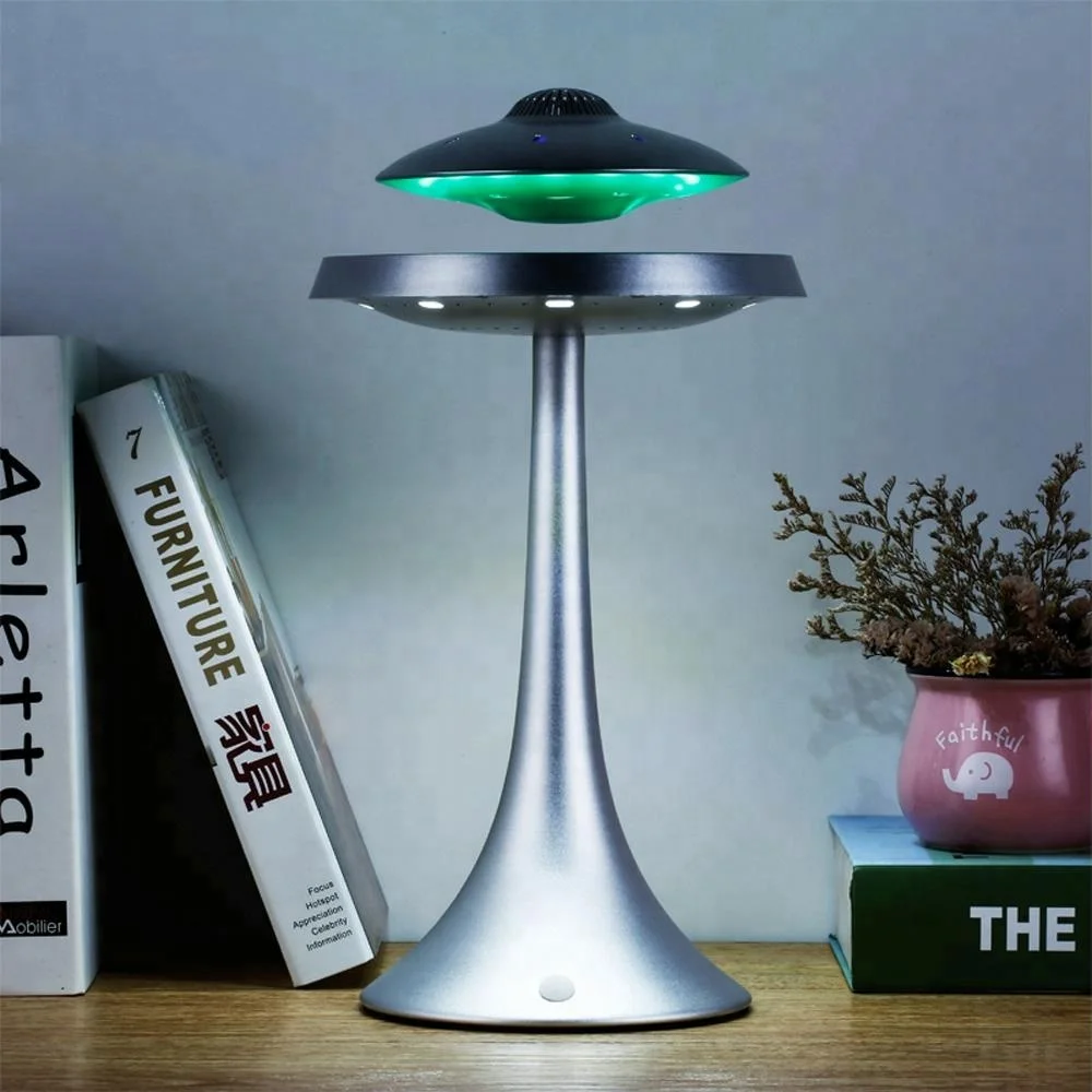 Super Cool Design Levitating Speaker Magnetic Floating UFO Speaker with RGB Color Table Lamp Speaker with table lamp