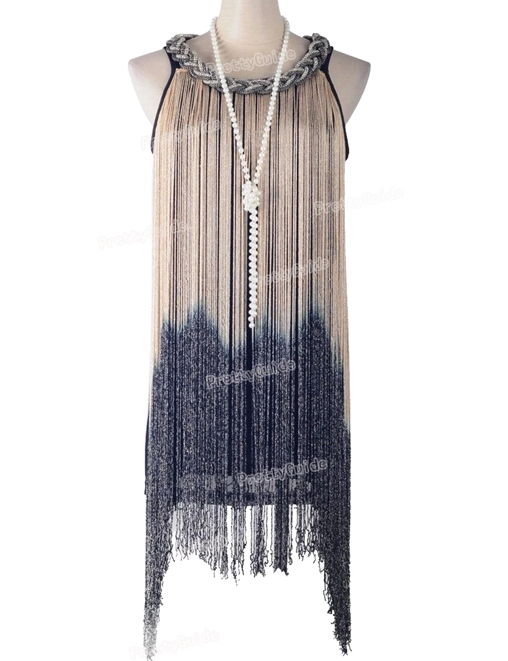 PrettyGuide Women s Metallic Chain Neck Swing Ombre Draping Tassel Flapper 1920S Gatsby Costume Party Dress
