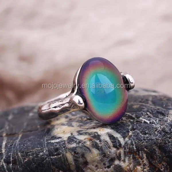 Designer Unique Rings with Clear Oval Shape Mood Stone Ring for Women