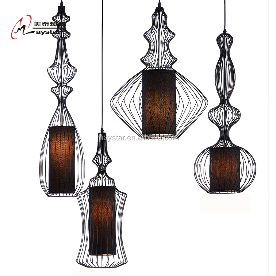 Lampu Gantung Kain Seni Besi Dengan 