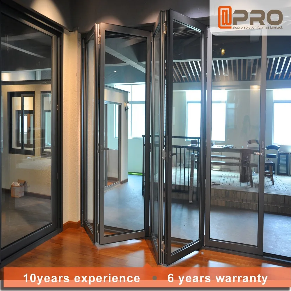 Customized 6 Foot Panel Lowes Sliding French Exterior Bifold Door Transparent Aluminium Bi Folding Door Exterior Folding Door