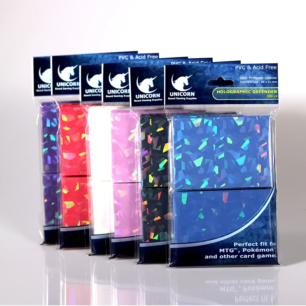 Professional Hologram Card Sleeves Precise Fit for MTG Pokemon 100 pack Blue 