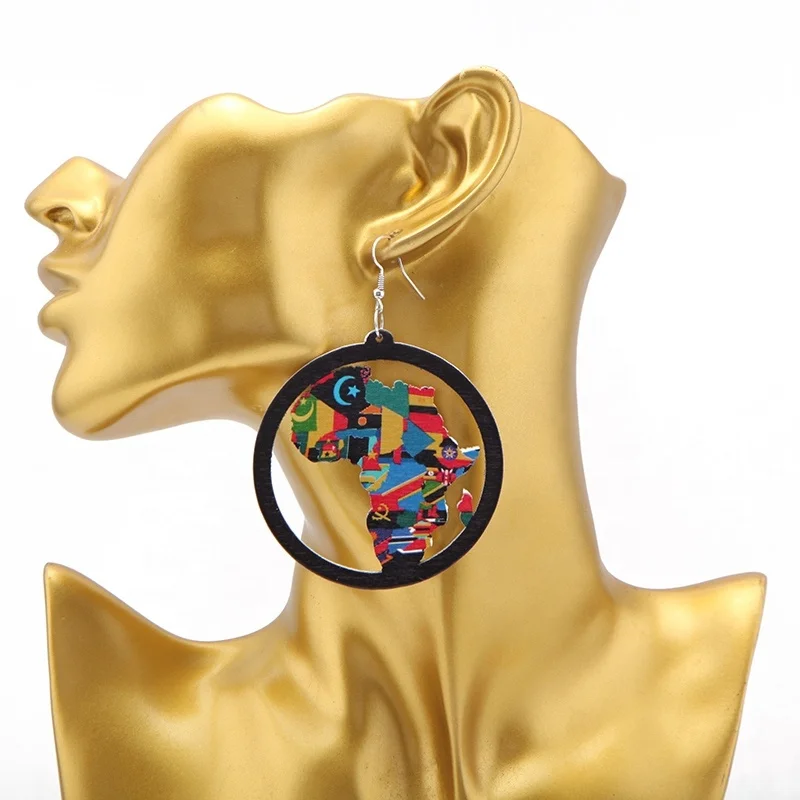 Лидер продаж серьги в виде Африканской карты женские