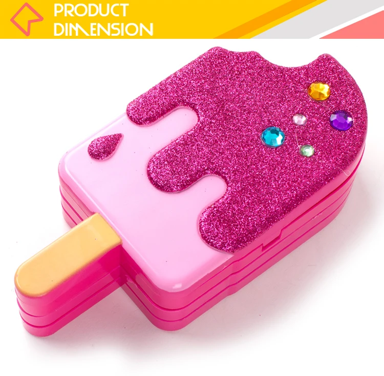 Three Compartments Ice Cream Shape Make up Palette Cosmetic Set Toys for Girl