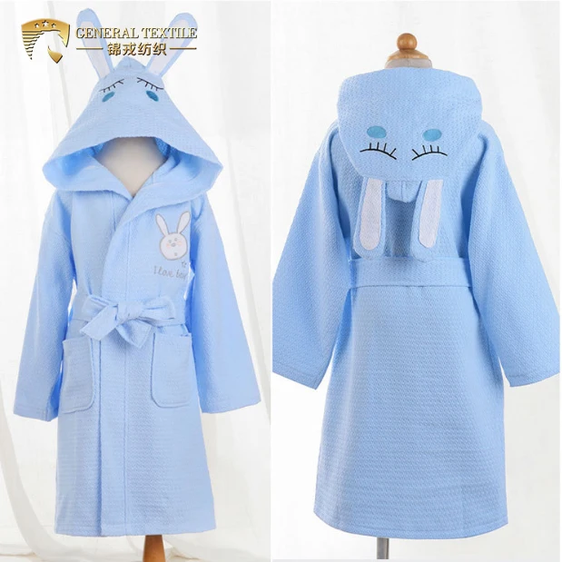 JR658 Children Bath Robes Rabbit Ears Hooded Cute Kids Velour Cloth Bathrobes
