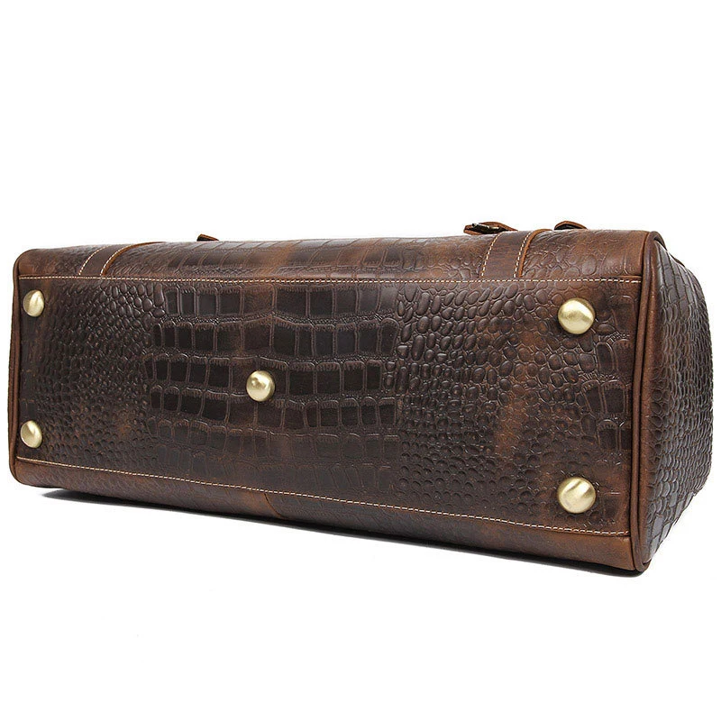 Коричневая дорожная сумка через плечо из крокодиловой кожи для мужчин большая уличная натуральная крокодиловая