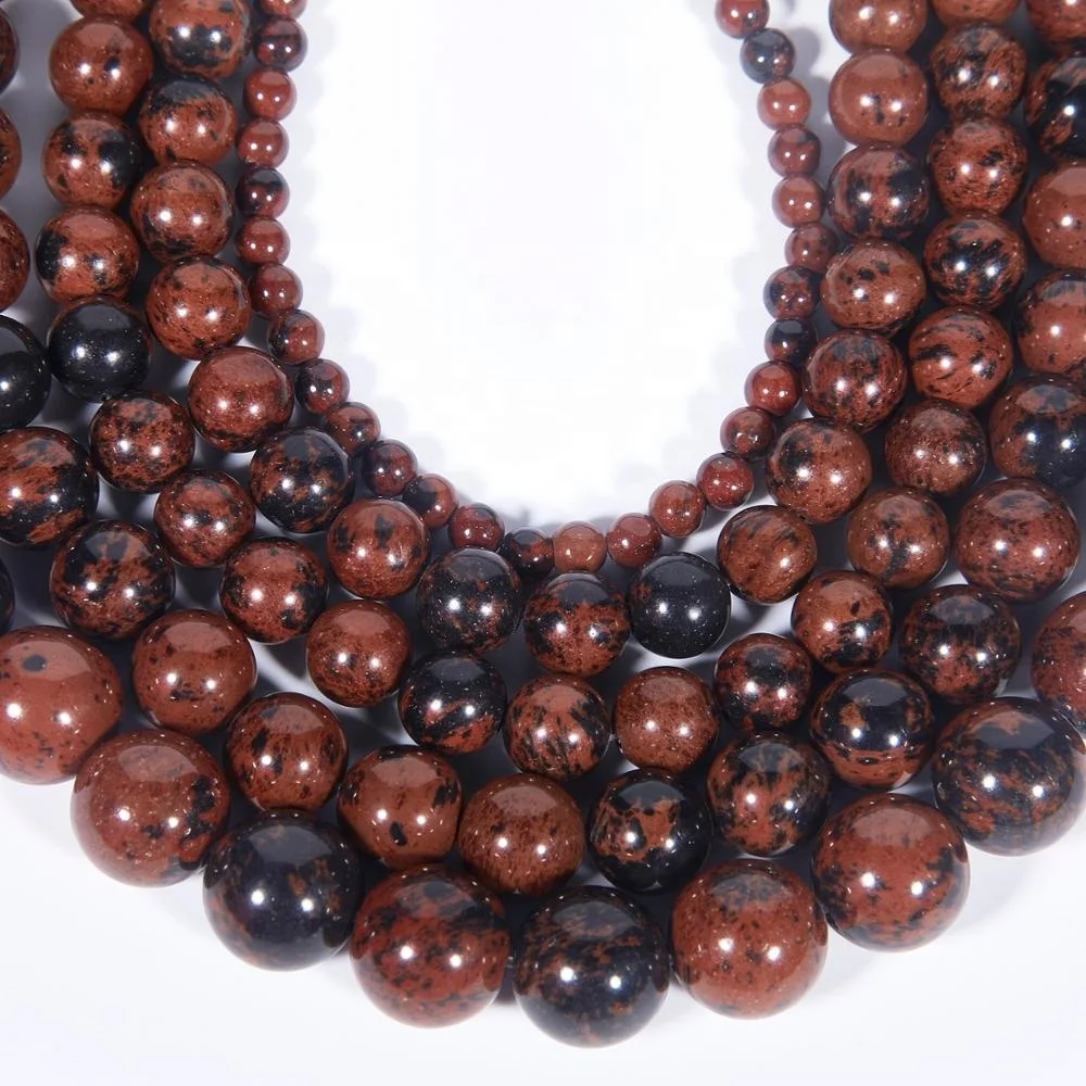 Natural Mahogany Obsidian Gemstone Round Beads 15.5'' 4mm 6mm 8mm 10mm 12mm DIY 