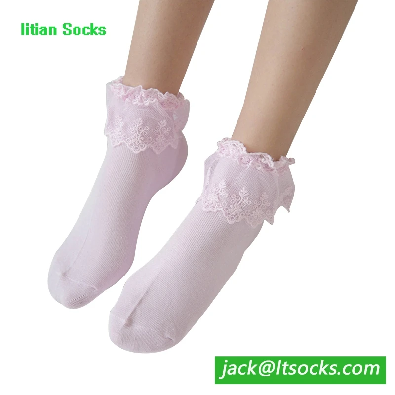 Breathable Girls Lace Womens Boot Ankle Socks