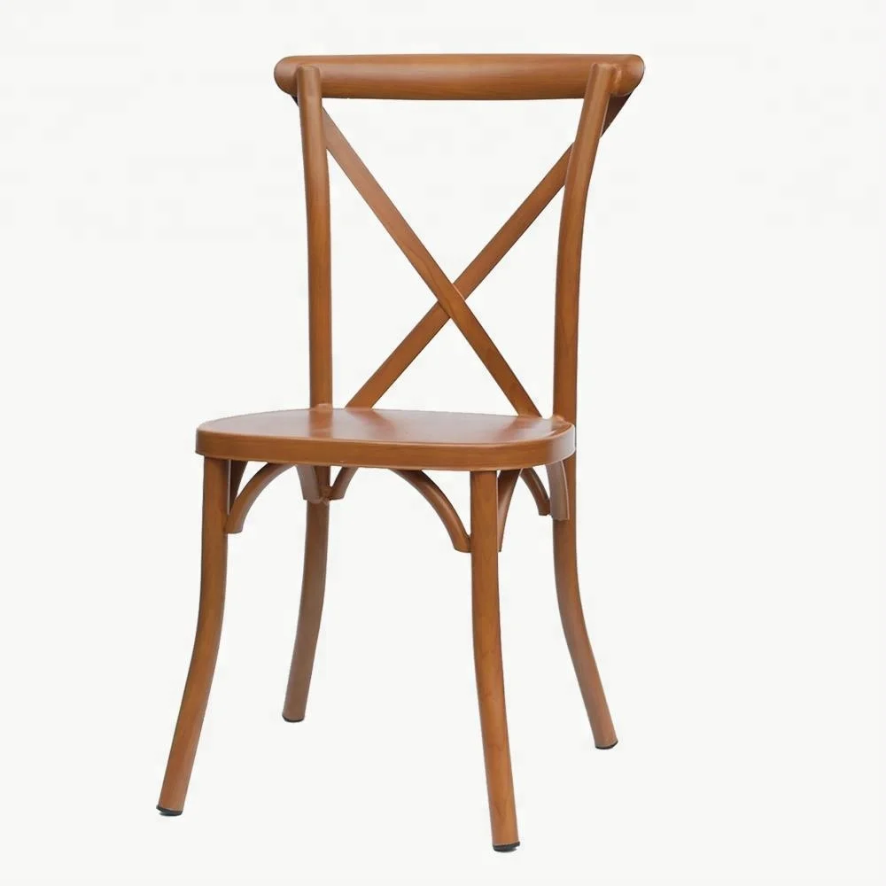 Оптовая продажа Штабелируемый металлический стул с перекрестной спинкой в деревянном