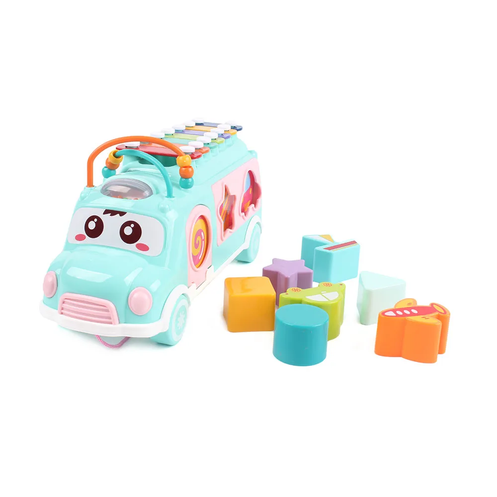 
 3 в 1 игрушки головоломки автобус блоки музыкальный инструмент для ксилофон для детей ясельного возраста  