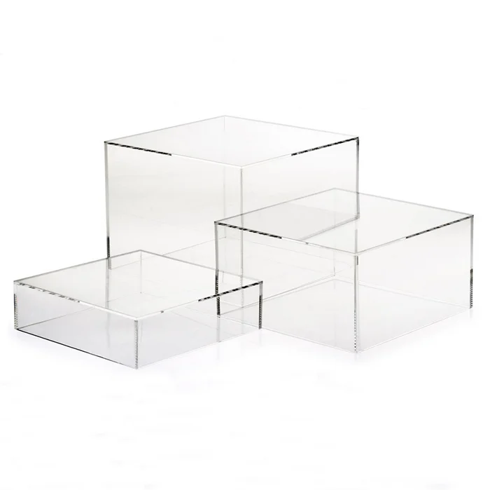 5 Sided Box Clear Acrylic Cube Display Riser Custom Acrylic Fruit