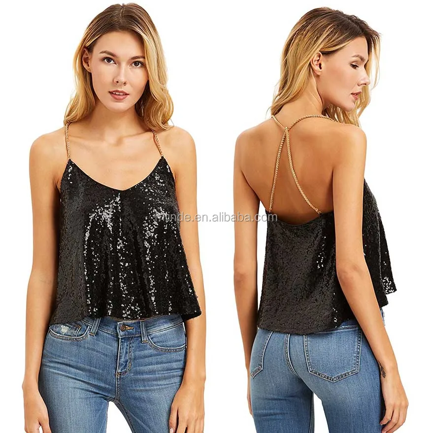 black sequin vest top