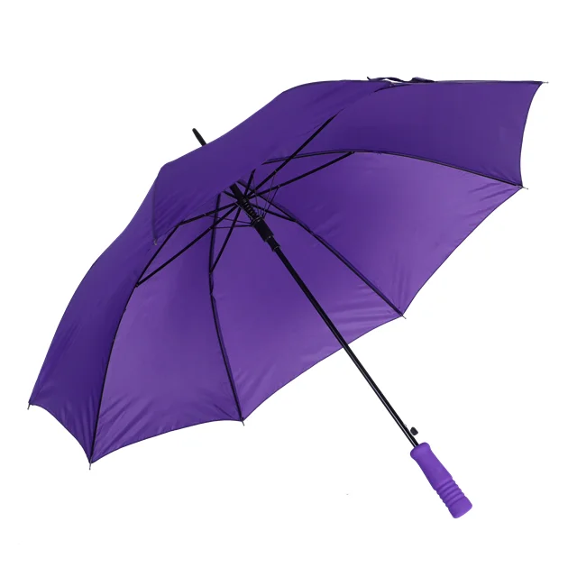 Auto Open EVA Handle Purple Color Straight Umbrella Custom logo Printed 1 Folding Paraguas Umbrellas