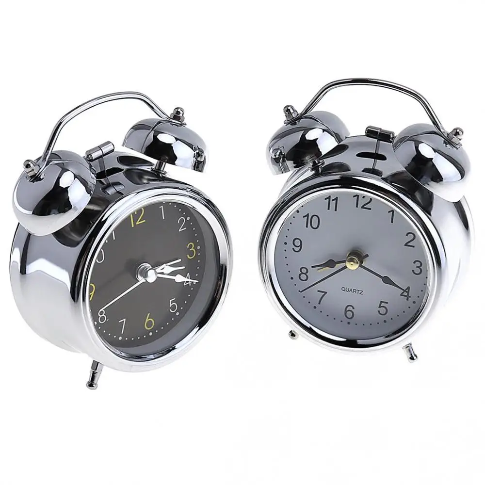 4 inch metal real desk two bell ring alarm clock