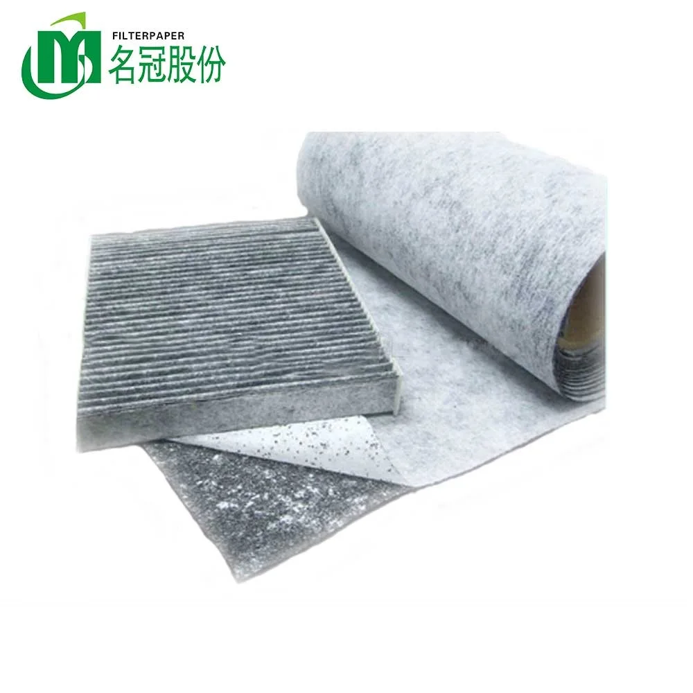 Coconut Shell Based Granulated  Activated Carbon Bonded to PP Melt Blown air Filter Media in Roll