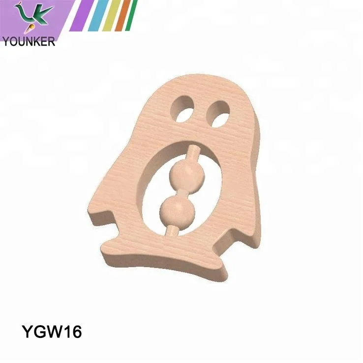 Экологичная деревянная детская игрушка-погремушка в милой форме