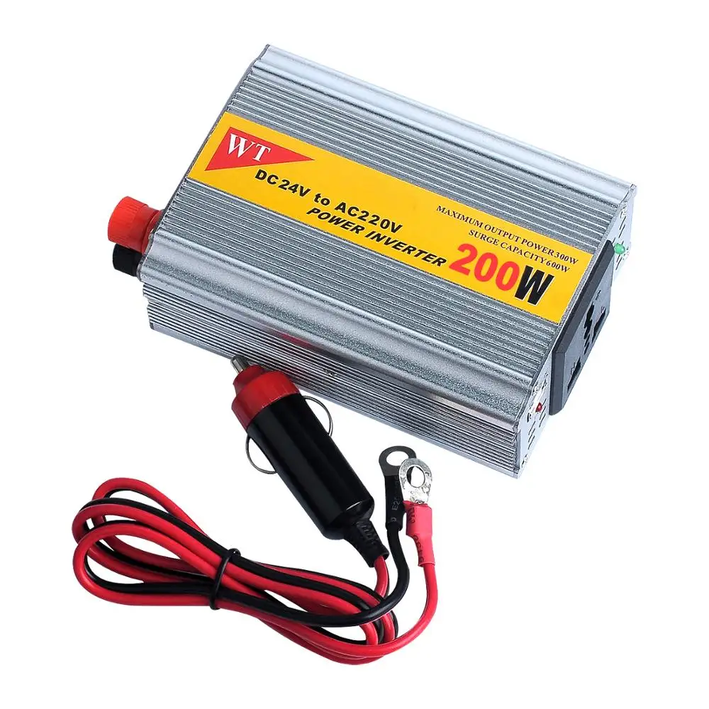Red Mogzank 200W Car Power Inverter 12V To Ac 220V Converter Dual Usb Charger Car Power Booster