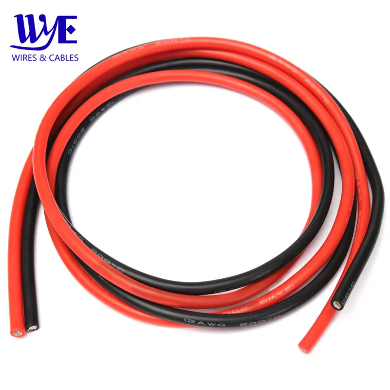 Cable de silicona flexible de calibre 12 AWG para RC negro rojo caliente 